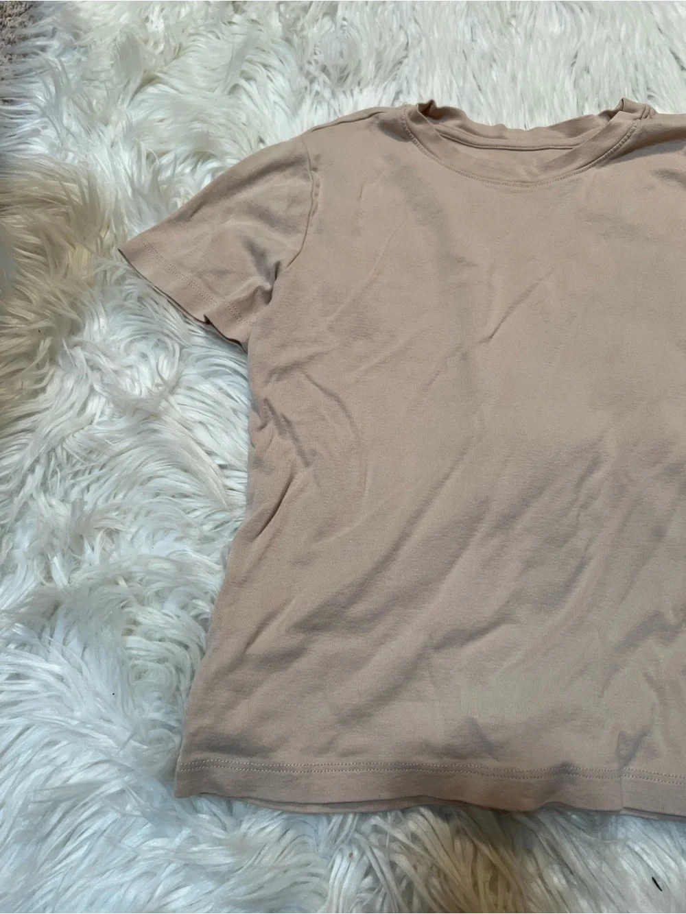 Zara Short Sleeve Crewneck T-Shirt Beige Tan Cotton